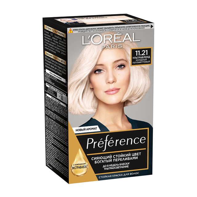 Краска для волос Preference L’Oréal, тон 11.21 («Ультраблонд холодный перламутровый»)