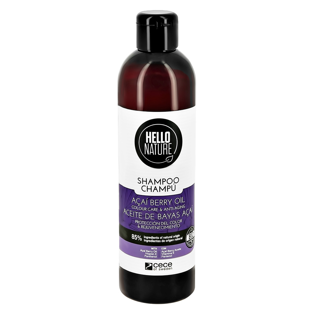 Шампунь для волос HELLO NATURE Acai Berry Oil с маслом ягод асаи