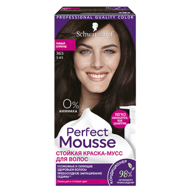 Краска-мусс для волос Perfect Mousse тон 365 (Темный шоколад)