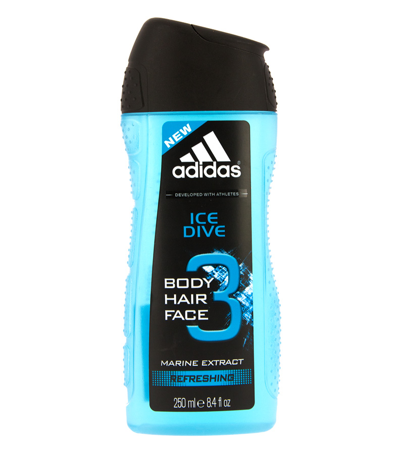 Гель для душа, шампунь для волос, гель для умывания Adidas Ice Dive 3 в 1