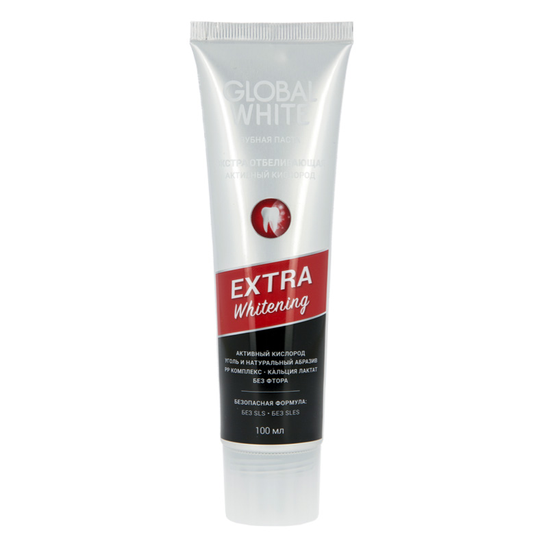 Паста зубная Global White Extra Whitening с углем и активным кислородом