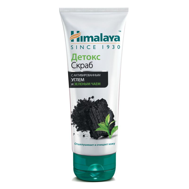 Скраб для лица Himalaya Herbals детокс с активированным углем и зеленым чаем