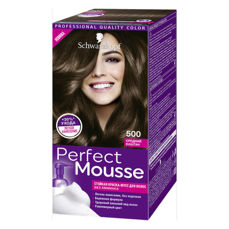 Краска-мусс для волос Perfect Mousse тон 500 (средний каштан)