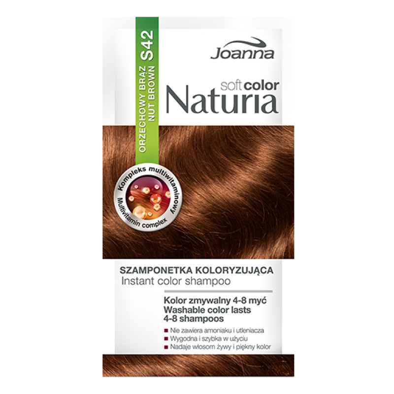 Оттеночный шампунь для волос Joanna Naturia Soft тон 42 (Ореховый коричневый)
