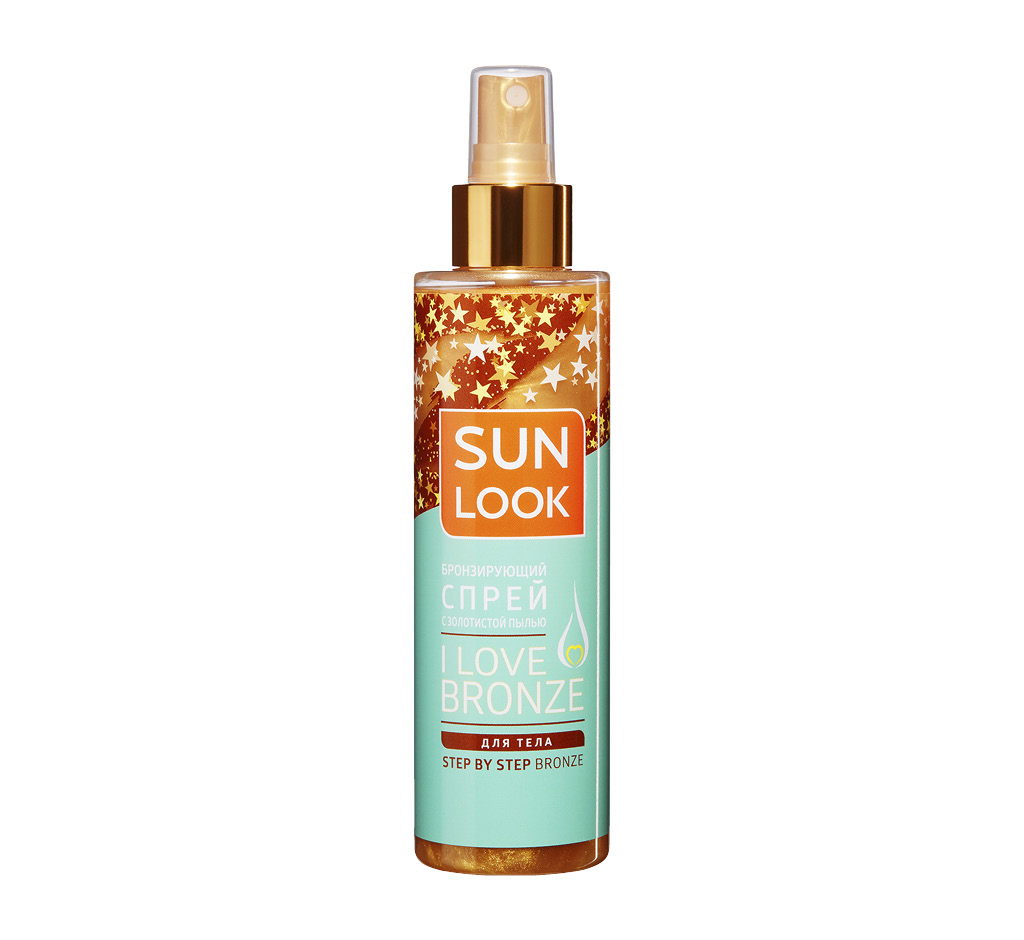 Спрей для тела Sun Look I Love Bronze бронзирующий с золотистой пылью