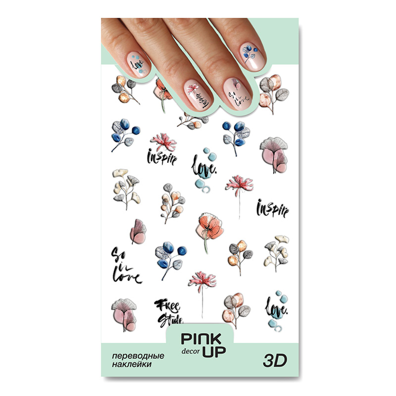 Наклейки для ногтей Pink Up Decor 3D переводные тон 841